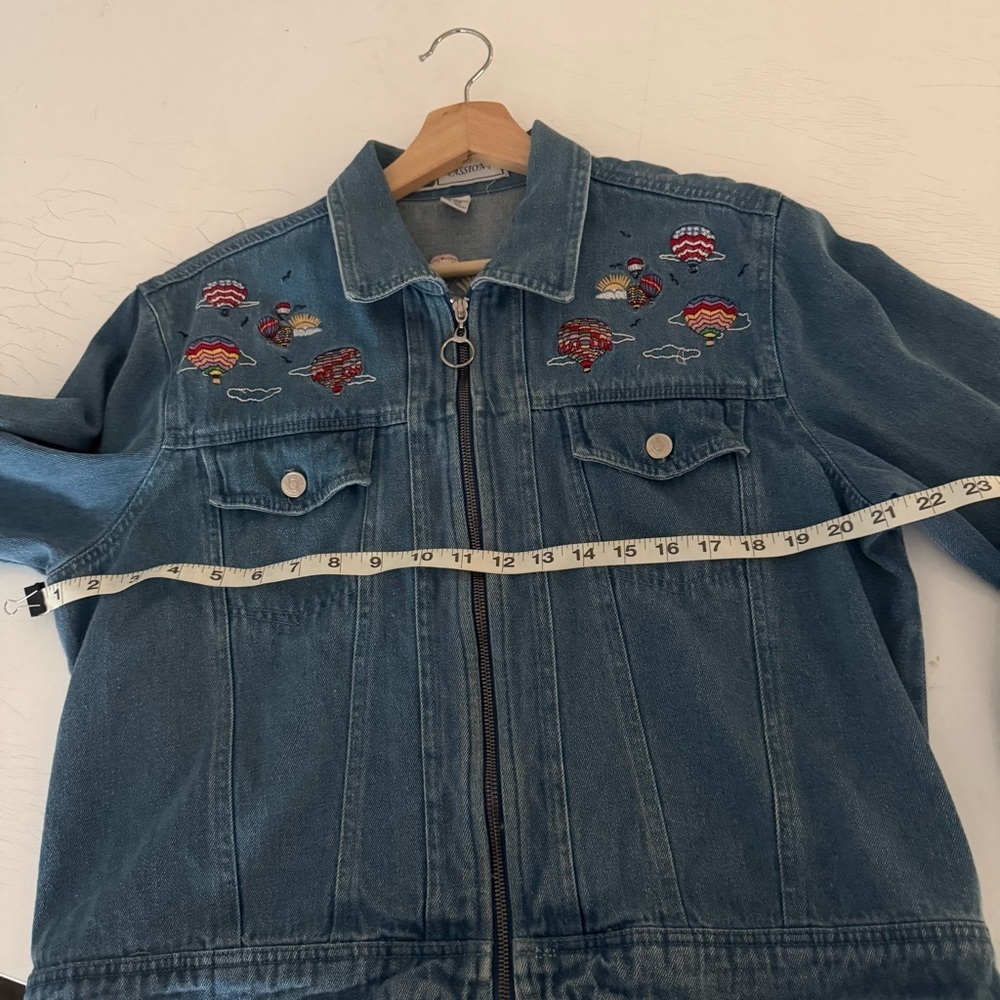 Vintage Passion‎ I Embroidered Denim Jean Jacket Hot Air Balloons Zip Up Size S - Picture 14 of 14